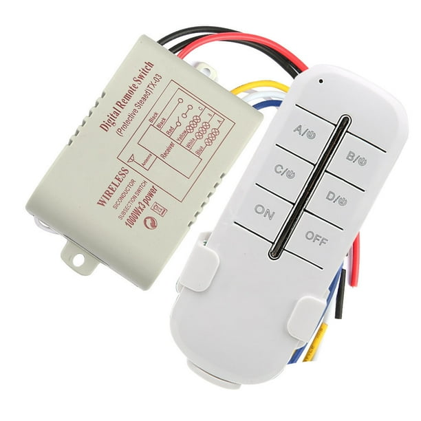 Interruptor de control remoto RF de luz de lámpara con receptor inalámbrico de CA 180-240 V de encendido y apagado (3 vías, 3 x 1000 W)