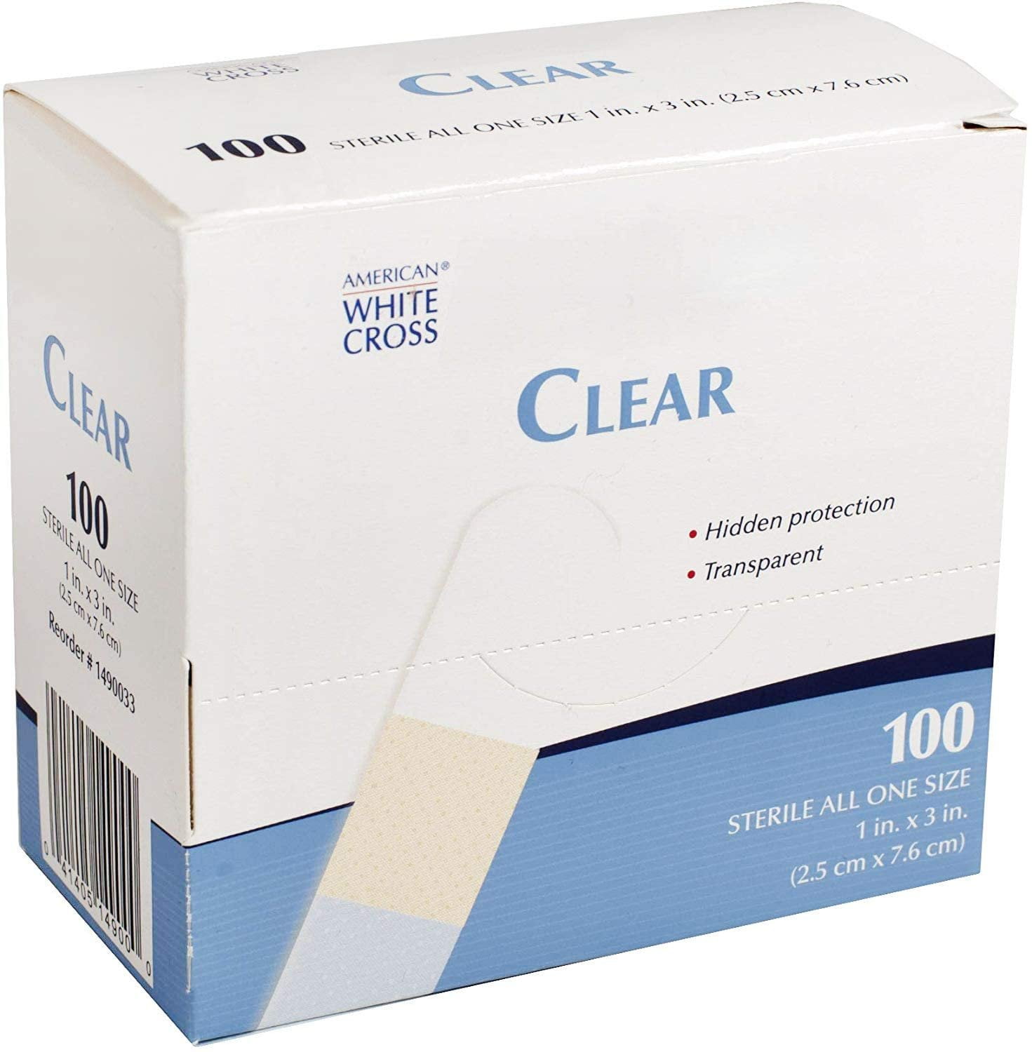 Clear Bandages. Pack of 100 Adhesive Bandages 1" x 3" for Wound