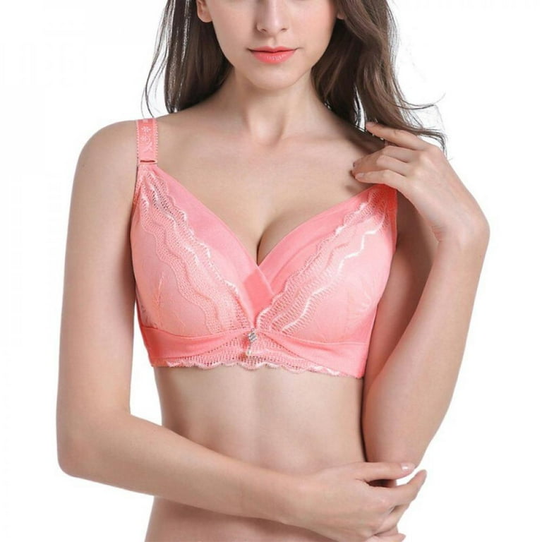 Plus Size No Padding Contrast Lace Light Soft Breathable Underwire Sexy  Push Up Bra For Valentine's Day