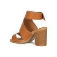 thumbnail image 3 of Women Leatherette Peep Toe Cutout Chunky Heeled Mule Sandal 18644, 3 of 6