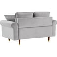 thumbnail image 5 of Modern Velvet Fabric Loveseat, Living Room 2 Seater Sofa with 2 Pillows, Sturdy Wood Legs, Upholstered Loveseat Sofa for Small Apartment, Gray, 5 of 8
