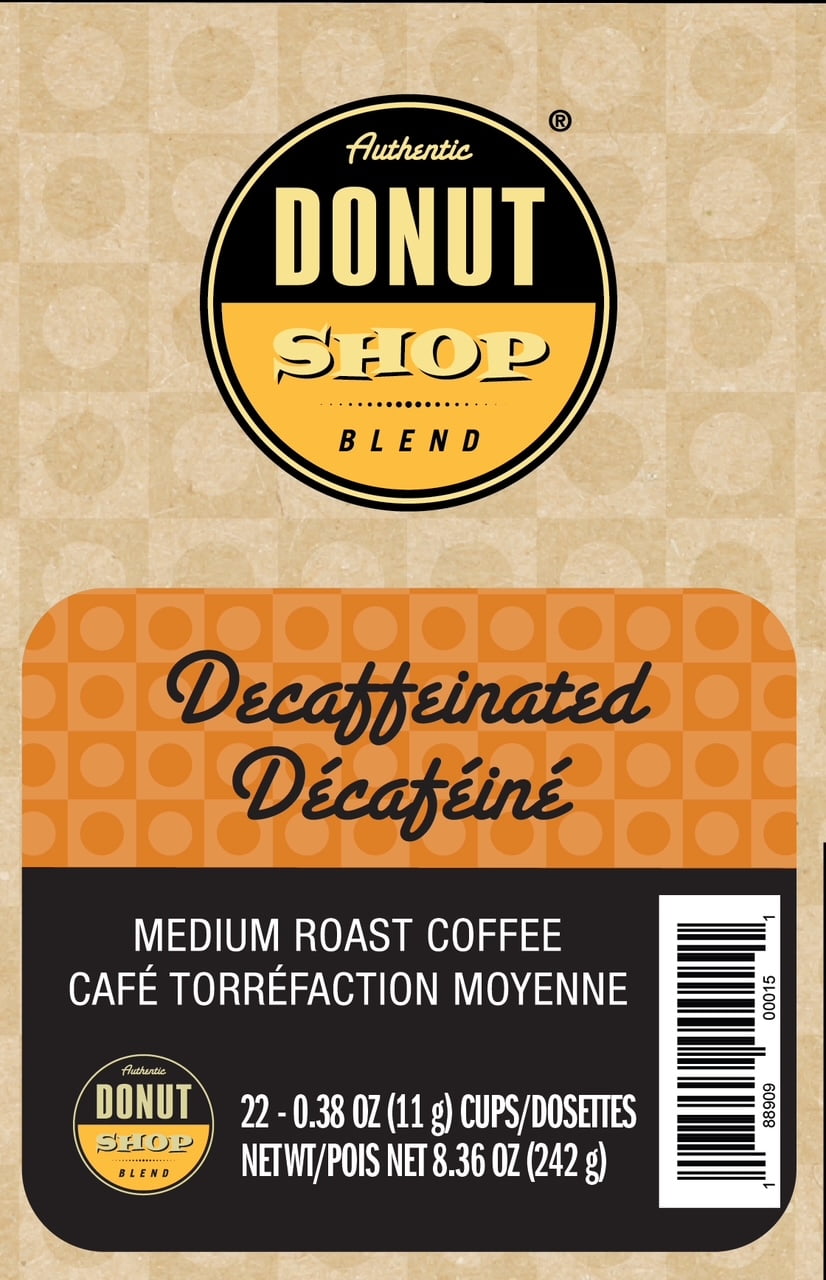 Authentic Donut Shop Blend Coffee Pods, Decaffeinated Medium Roast Coffee in Single Serve Cups, 24 Count