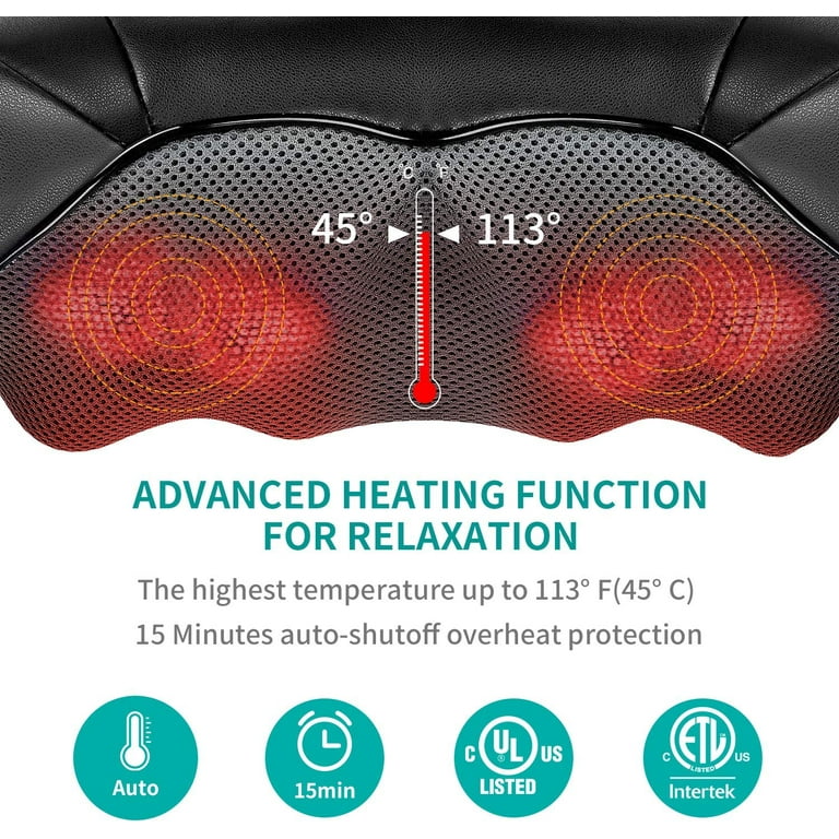 SKG H7 Shiatsu Neck and Shoulder Massager, Neck Massager with Heat for Pain Relief Deep Tissue, Electric Kneading Massager with 4 Heating Levels and
