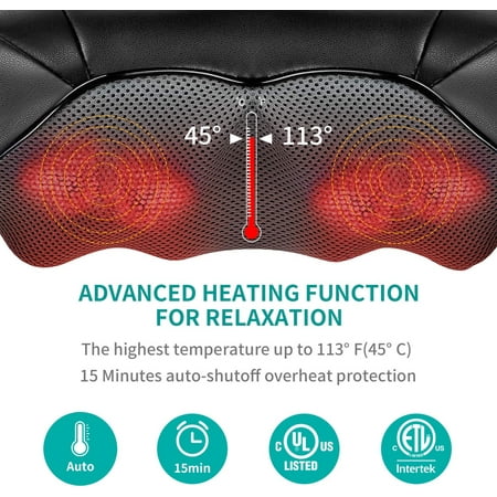 Nekteck Shiatsu Neck and Back Massager with Soothing Heat, Electric Deep Tissue 3D Kneading Massage Pillow for Shoulder, Leg, Full Body Muscle Pain Relief, Car, Office and Home Use Blue