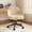 Beige, variant on Romorgniz Vanity Chair with Back & Wheels Upholstered Desk Chair Height Adjustable Teddy Velvet Computer Task Chairs for Home Office, Pink