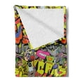 thumbnail image 2 of Graffiti Soft Flannel Fleece Throw Blanket, Contemporary Style Hip Hop Funky Grunge Culture Skull Underground Illustration, Cozy Plush for Indoor and Outdoor Use, 50" x 60", Multicolor, by Ambesonne, 2 of 5