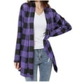 thumbnail image 2 of BUIgtTklOP Women's Flannel Plaid Shacket Long Sleeve Button Down Chest Pocketed Shirts Jacket Coats, 2 of 6