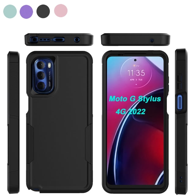 For Moto G pure/ G Power(2022)Case, 2 in 1 Hard PC Phone Case for Moto G pure/ G Power(2022), Rubber & Rugged Shockproof Full Body Protection Case Cover-Black