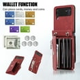 thumbnail image 5 of Jiahe Cover for Samsung Galaxy Z Flip 3, Wallet Case Crossbaody, with RFID Blocking Shockproof Zipper Purse with Card Slots Holder Adjustable Detachable Shoulder Strap Lanyard Case Cover, red, 5 of 7