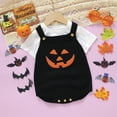 thumbnail image 2 of Weebloom Baby Girl Halloween Rompers Strap Outfits Sleeveless Pumpkin Knitted Sweater Bodysuit Jumpsuit Lovely Outfits 3-6 Months, 2 of 9
