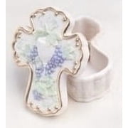 Roman Communion Cross Trinket Box with Chalice and Grapes - 4.5"