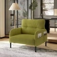 thumbnail image 5 of Modern Accent Chair,Armchair,Corduroy Fabric Sofa Chairs,Upholstered Armchair for Living Room,Bedroom,Office,Olive Green, 5 of 7