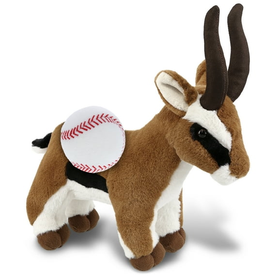 DolliBu Super Soft Antelope Stuffed Animal with Baseball Plush - Soft Huggable Antelope, Playtime Plush Toy, Cute Wild Life Gift, Super Soft Plush Doll Animal Toy for Kids and Adults - 11 Inches