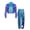 Blue, variant on Boys Girls Hip Hop Jazz Dance Clothes Set Shiny Jacket with Metallic Pants Party Costume Silver 6