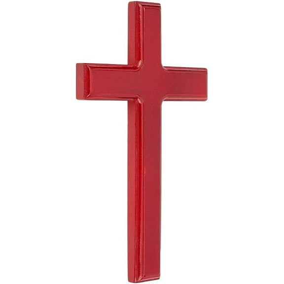 1 Pc Wood Crafted Cross Dark Red Wooden Wall Cross Hanging Cross Decoration Religion Wall-Mounted Cross for Home Church Decoration