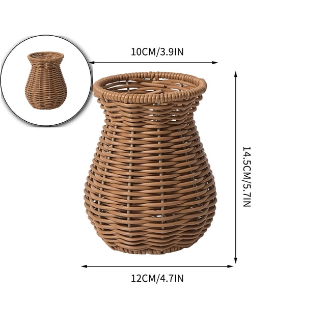 Rattan Vase for Decor Woven Vase Flower Arrangement Country Rustic Style Rattan Flower Basket for Tabletop Centerpiece Home Decor