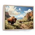 thumbnail image 2 of Designart "Buffalo Roaming Prairies National Park II" Animals Floater Framed Wall Art Living Room, 2 of 7