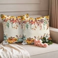 thumbnail image 2 of Thanksgiving Outdoor Waterproof Pillow Covers, Fall Orange Green Pumpkin Sunflower Leaf Decorative Square Throw Pillowcase Sofa Cushion Sham for Patio/Couch/Chair, 24"x24" 2 Pack, 2 of 8