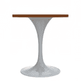 thumbnail image 4 of LeisureMod Verve 27" Round Dining Table, Mid-Century Modern MDF Top Dining Table with White Stainless Steel Pedestal Table Base for Kitchen and Dining Room, Cognac Brown, 4 of 7