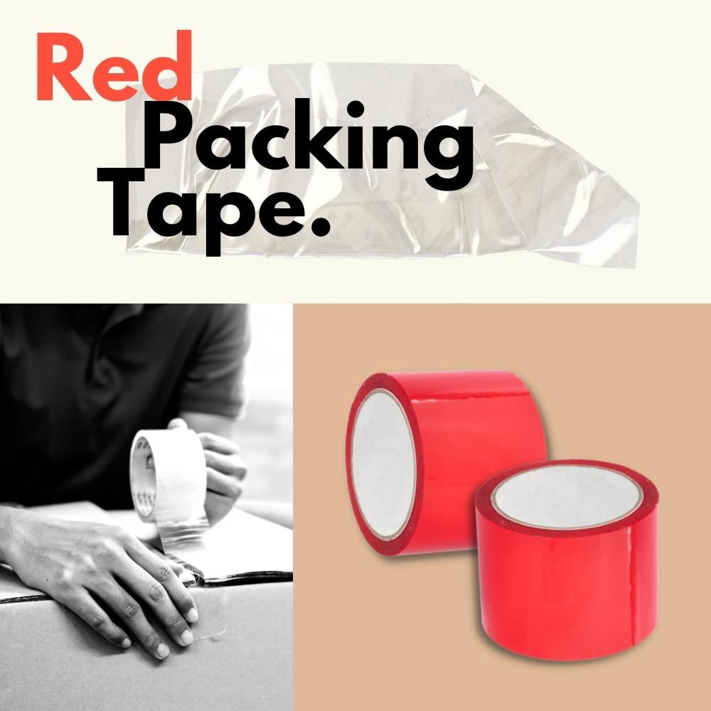 SSBM 2.83 Inch x 55 Yards Red Acrylic Carton Sealing Tape 2 Mil Strong Adhesive Packaging 912 Rolls