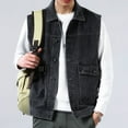 thumbnail image 5 of Denim Vest for Men Sleeveless Motorcycle Jacket Vintage Button Down Lapel Trucker Jean Jackets with Pockets, 5 of 5
