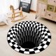 thumbnail image 1 of Alfombra redonda 3D NQ alfombra de ilusión en blanco y negro felpudo antideslizante para decoración del hogar 60 cm, 1 of 4