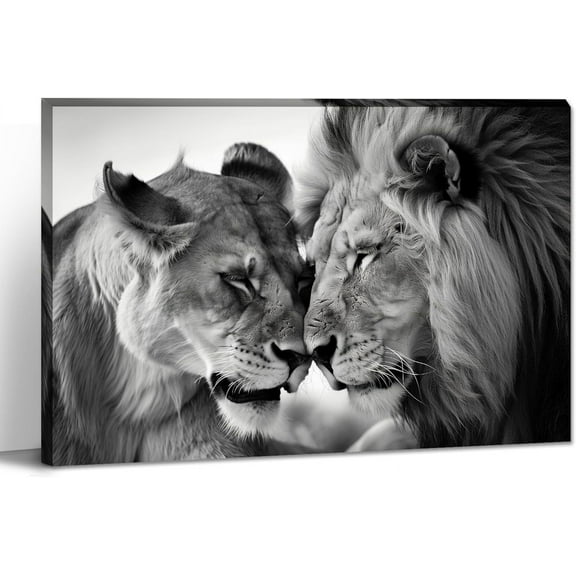 Lion Wall Art Black and White Lion Lioness Picture Wall Decor Living Room Bedroom Nursery Art Animal Couple Painting Canvas Prints Home Decor Unframed