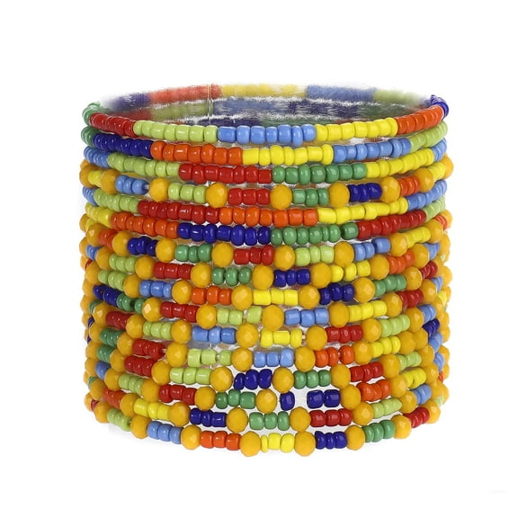 lureme Boho 16Pcs Bright Multicolors Stackable Beads Elastic Bracelets Set for Women (bl003584-1)