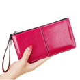 thumbnail image 3 of Cartera larga para mujer Cartera para mujer Cartera con hebilla y cremallera Cartera de piel con cera de aceite de gran capacidad estilo coreano, 3 of 5
