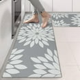 thumbnail image 2 of Kitchen Rugs Sets Of 2,Gray and White Floral Pattern Anti Fatigue Kitchen Mat Rugs Non Slip Washable,Decorative Kitchen Floor Mats for Kitchen,Sink,Laundry,17"X47", 2 of 5