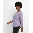 thumbnail image 3 of Hanes Essentials Women's Cotton T-Shirt, Three-Quarter Sleeve Muted Iris S, 3 of 5