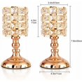 thumbnail image 5 of Candelabros de cristal dorado, juego de 2 velas cilíndricas de metal de 20 cm de alto, lujosos adornos para candelabros para centros de mesa de bodas y salas de estar de Navidad (pequeños), 5 of 5
