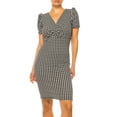 thumbnail image 4 of Moa Collection Women's Floral Sheath Dress with Deep V-Neckline and Puff Sleeves, 4 of 6