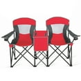 thumbnail image 5 of Gymax Folding 2-person Camping Chairs Double Sunshade Chairs w/ Canopy Red, 5 of 10