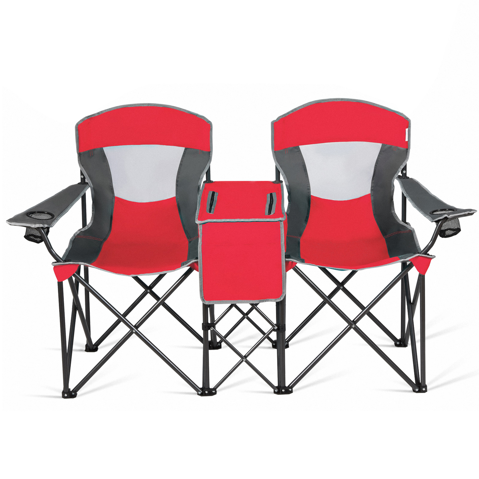 Gymax Folding 2-Person Camping Chair with Canopy and Cooler photo 5