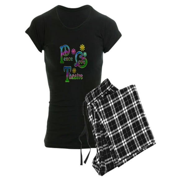 CafePress - Peace Love Theatre - Women's Dark Pajamas