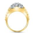 thumbnail image 2 of 10kt Two-tone Yellow White Gold Mens Round Diamond Flower Cluster Ribbed Ring 1.00 Cttw, 2 of 4