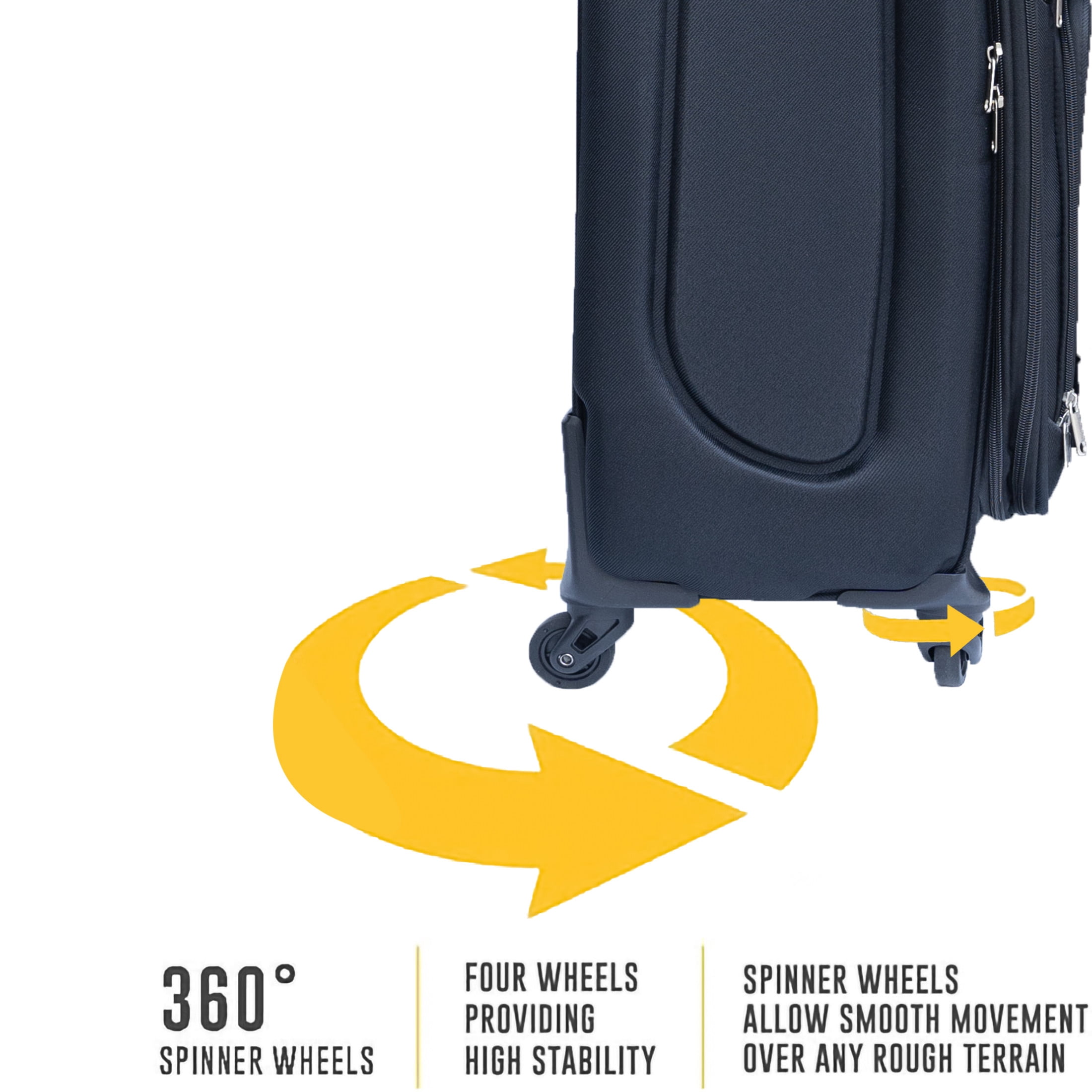 Noble House 3-Piece 20" & 24" Softside Oxford Luggage Set with Backpack, Expandable Spinner Suitcases, Black