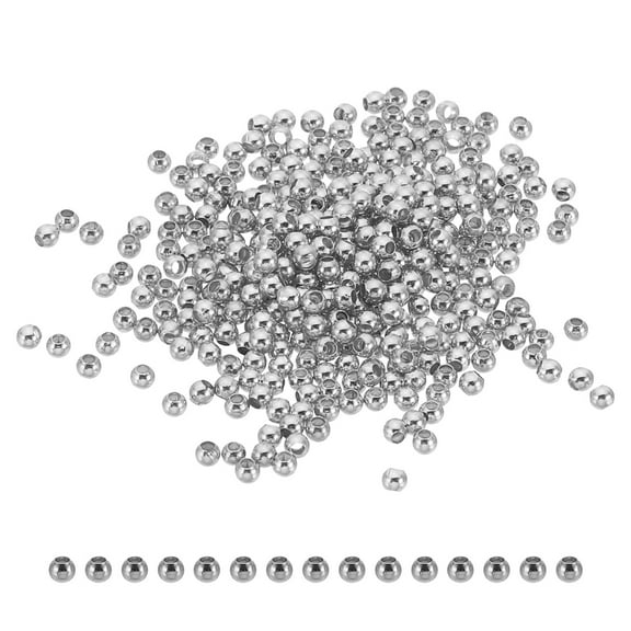 Uxcell 2mm Gold Filled Spacer Beads for Jewelry Making, 100 Pack Metal Round Beads Brass Beads, Silver Gray