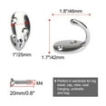 thumbnail image 2 of 5pcs Wall Hooks Zinc Alloy Hook Caps Coat Key Towel Wall Bathroom DIY Hanger w Screws Silver Tone, 2 of 7