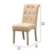 thumbnail image 3 of Benzara Button Tufted Fabric Chair with Curved Backrest, Set of 2, Tan Brown, 3 of 4
