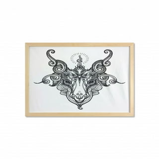 Satanic Sabbatic Goat Baphomet Ram Skull Head With Pentagram Sigil