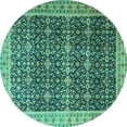 thumbnail image 1 of Ahgly Company Indoor Round Persian Turquoise Blue Traditional Area Rugs, 8' Round, 1 of 4
