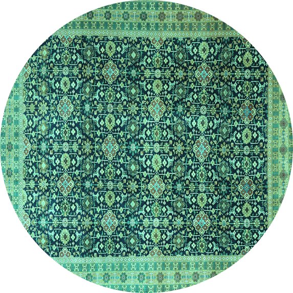 Ahgly Company Indoor Round Persian Turquoise Blue Traditional Area Rugs, 8' Round
