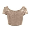 thumbnail image 4 of GBSYEWXS T-Shirts For Women Fashion Crew Neck Shirts Short Sleeve Sequins Gold Tops, 4 of 5