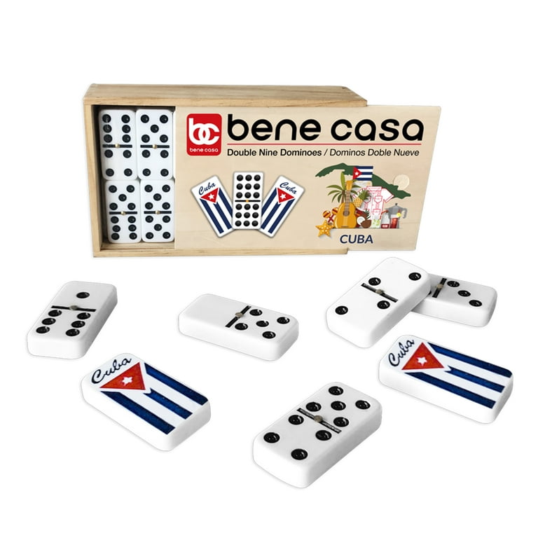 Bene Casa 55-Tile Handcrafted Cuban Double 9 Domino Set with
