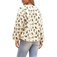 thumbnail image 3 of Chaqueta de forro polar INSPIRE CHIC para mujer, abrigo sin cuello de estampado floral vintage, de manga larga, cálido para invierno, abrigo de piel sintética XL beige, 3 of 6