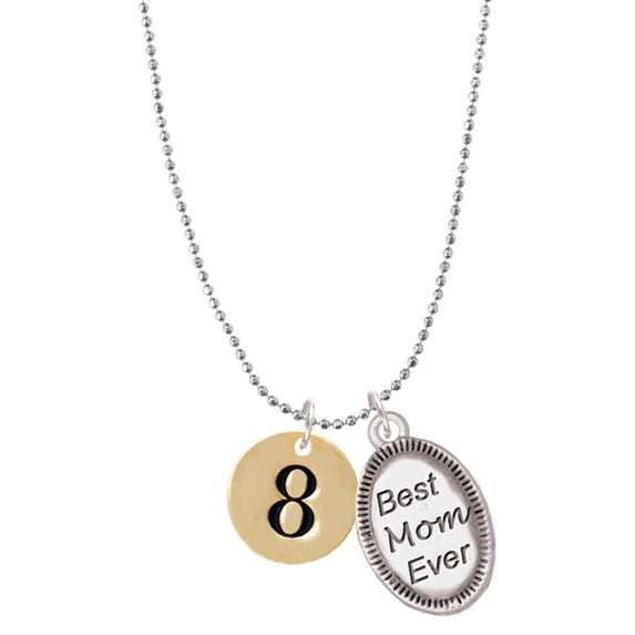 Delight Jewelry Goldtone Disc 1/2'' Number - 8 - Best Mom Ever Charm Necklace