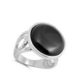 thumbnail image 4 of CHOOSE YOUR COLOR Round Simulated Black Onyx Ring .925 Sterling Silver Band CZ Female Size 7, 4 of 4