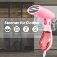 thumbnail image 2 of Mistaha Portable Mini Travel Steamer Iron with Foldable Design - 1300W Power, 120ml Water Tank, 20s Fast Heating, 20-25g/min Steam Rate - Compact Handheld Garment Steamer for Home Dorm Travel - Pink, 2 of 6